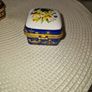 Vintage collectable porcelain cobalt blue trinket box hinged with gold trim Image 8