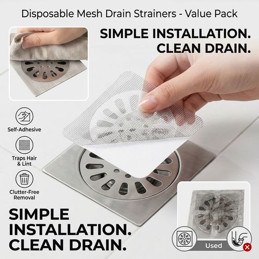 2pcs Self-Adhesive Hair Catcher Stickers for Shower, Kitchen Sink & Bathroom Drains Free viewing