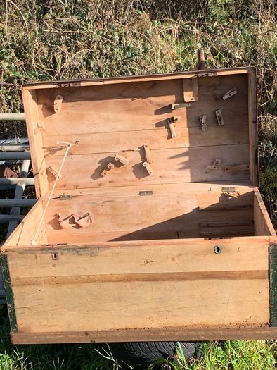 Old Irish Pine Wooden Chest Width 100cm Depth 53cm Height 51cm