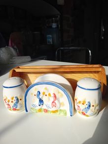 Vintage 1960s condiment set porcelain