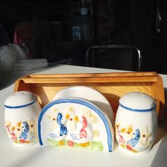Vintage 1960s condiment set porcelain