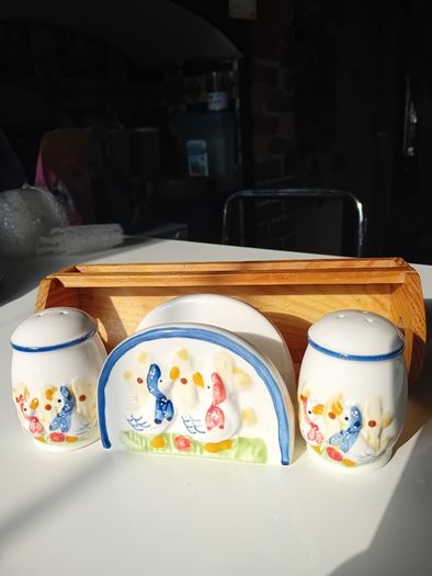 Vintage 1960s condiment set porcelain