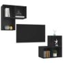 4 Piece TV Cabinet Set Black Chipboard Image 3