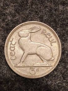 1968 Ireland 3d Threepence Last Year of issue Hare VF