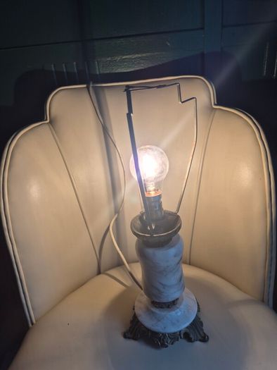 Mid Century Vintage Retro Marble gold ornate metal lamp base