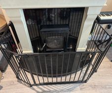 Adjustable Fireplace Safety Gate / Hearth Guard , Black Metal, Wall-Mountable