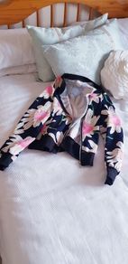 Light Flower Print Bomber - Size 8-10