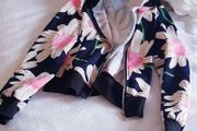Light Flower Print Bomber - Size 8-10