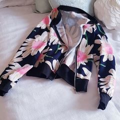 Light Flower Print Bomber - Size 8-10