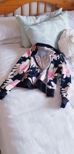 Light Flower Print Bomber - Size 8-10