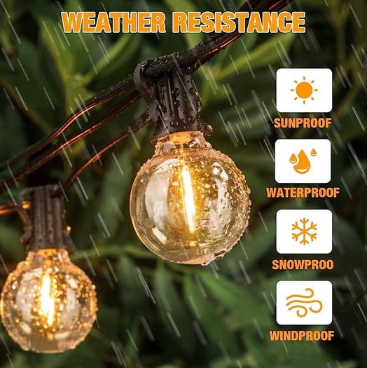 SUMMER SALE Outdoor Indoor String Lights Mains Powered, 120FT G40 LED Festoon Lights Outdoor, IP45 Waterproof Globe Mains Garden Lights with 60+2 Bulbs (FREE SHIPPING)
