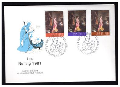 1981 Ireland Christmas Commemorative Stamps Post and Telegraph First Day Cover (FDC)