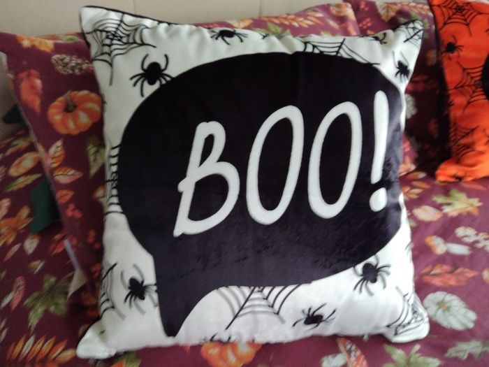 Bedlam Brand Boo Halloween Cushion in Black