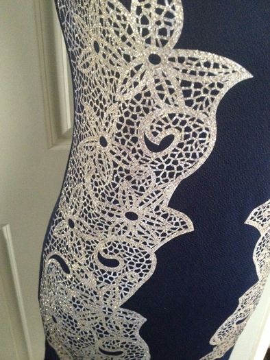 BNWT... Navy Dress with Flower Print/shimmer Embedded (Size 10)