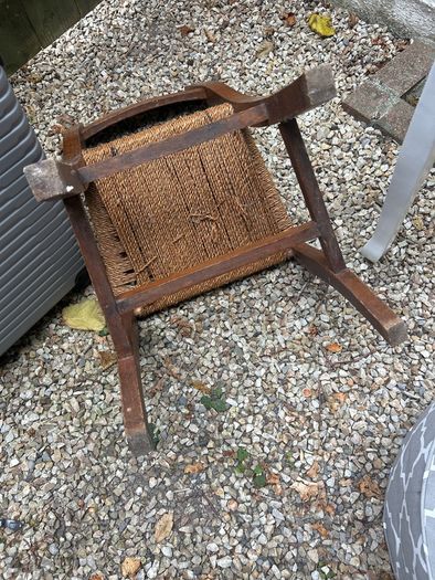 Solid wood chair with woven seat