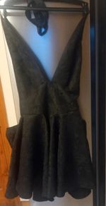 ladies black v neck short dress