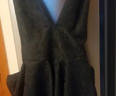ladies black v neck short dress