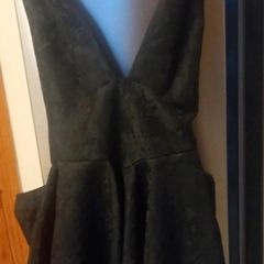 ladies black v neck short dress
