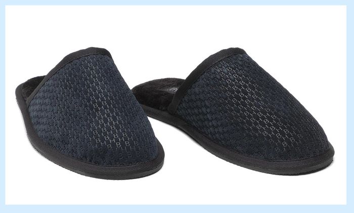 Boss Brand New Cosy Home Slippers - Leather, Dark Blue - Perfect Christmas gift