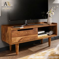 Solid Wood TV Stand  Modern Entertainment Unit & Media Cabinet