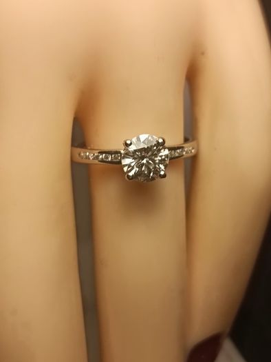 White Gold Moissanite Solitaire Ring with Accents