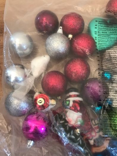 Bag of Christmas decorations