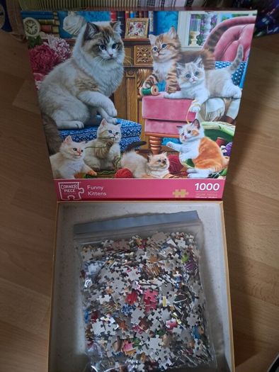 1000 Piece Funny Kittens Jigsaw Puzzle Corner Piece