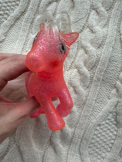 1984 Hasbro G1 Vintage My Little Pony Sunspot Sparkle Orange Glitter Pink Used PLease look at the pictures