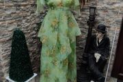 Vintage 70s John Bentley Irish Designer green chiffon Party dress size 6 or 8