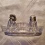 Antique Glass Double inkwell in boat form Image 6