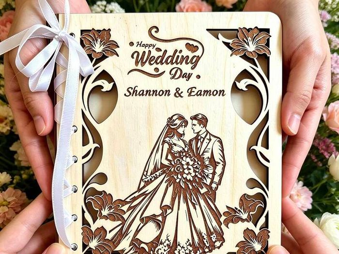 Wooden Wedding Card, Laser Cut & Engraved!
