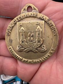 Vintage brass medal half  marathon cork