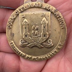Vintage brass medal half  marathon cork