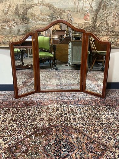 Fruitwood French Carved Tri-Fold Mirror.