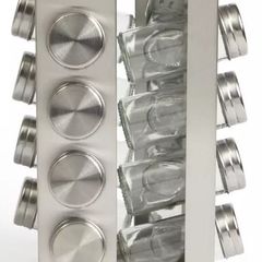 Rotating spice rack with 16 glass jars