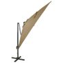 Cantilever Umbrella with Pole and LED Lights Taupe 300 cm Image 3