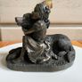 Vintage Adonis Bronze Girl with a Labrador Dog Image 2