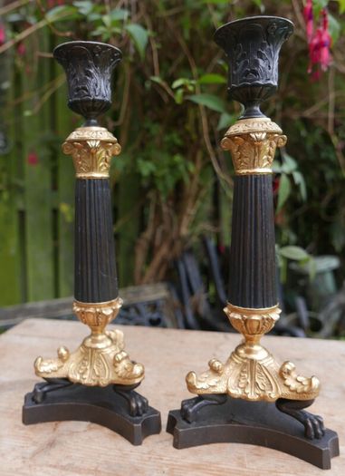 Pair of Ornate Vintage Metal Candlesticks