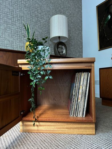 Vintage Retro Mid CenturyTeak Record Cabinet