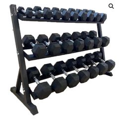 Hex Dumbbells 2.5-30kg + 3 tier rack