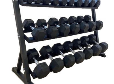 Hex Dumbbells 2.5-30kg + 3 tier rack