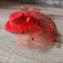 Red Women Bridal Wedding Mesh Mini Hat Image 4