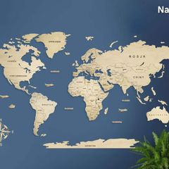 2D Classic Version Map of The World Country Borders and Names