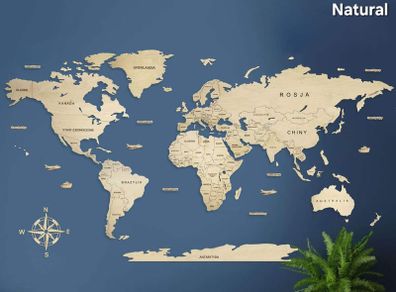 2D Classic Version Map of The World Country Borders and Names