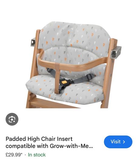 Safety 1st Timba Wooden Highchair- Grey and Super Soft & Padded High Chair Insert