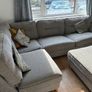 EZ Living Grey Corner Sofa + Matching Footstool (Bought 2019) Image 2