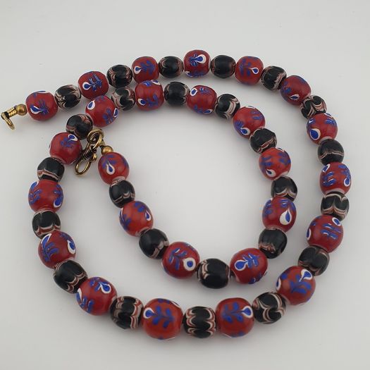 Antique Venetian Style Floral & Trade Glass Beads Necklace