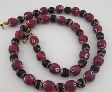 Antique Venetian Style Floral & Trade Glass Beads Necklace