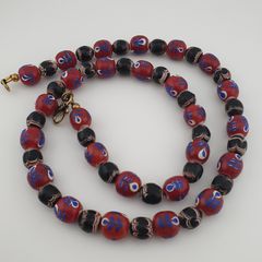Antique Venetian Style Floral & Trade Glass Beads Necklace