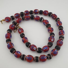 Antique Venetian Style Floral & Trade Glass Beads Necklace